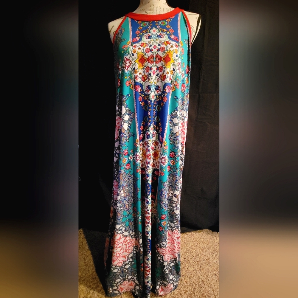 Nicole by Nicole Miller XL Multicolor Maxi Dress